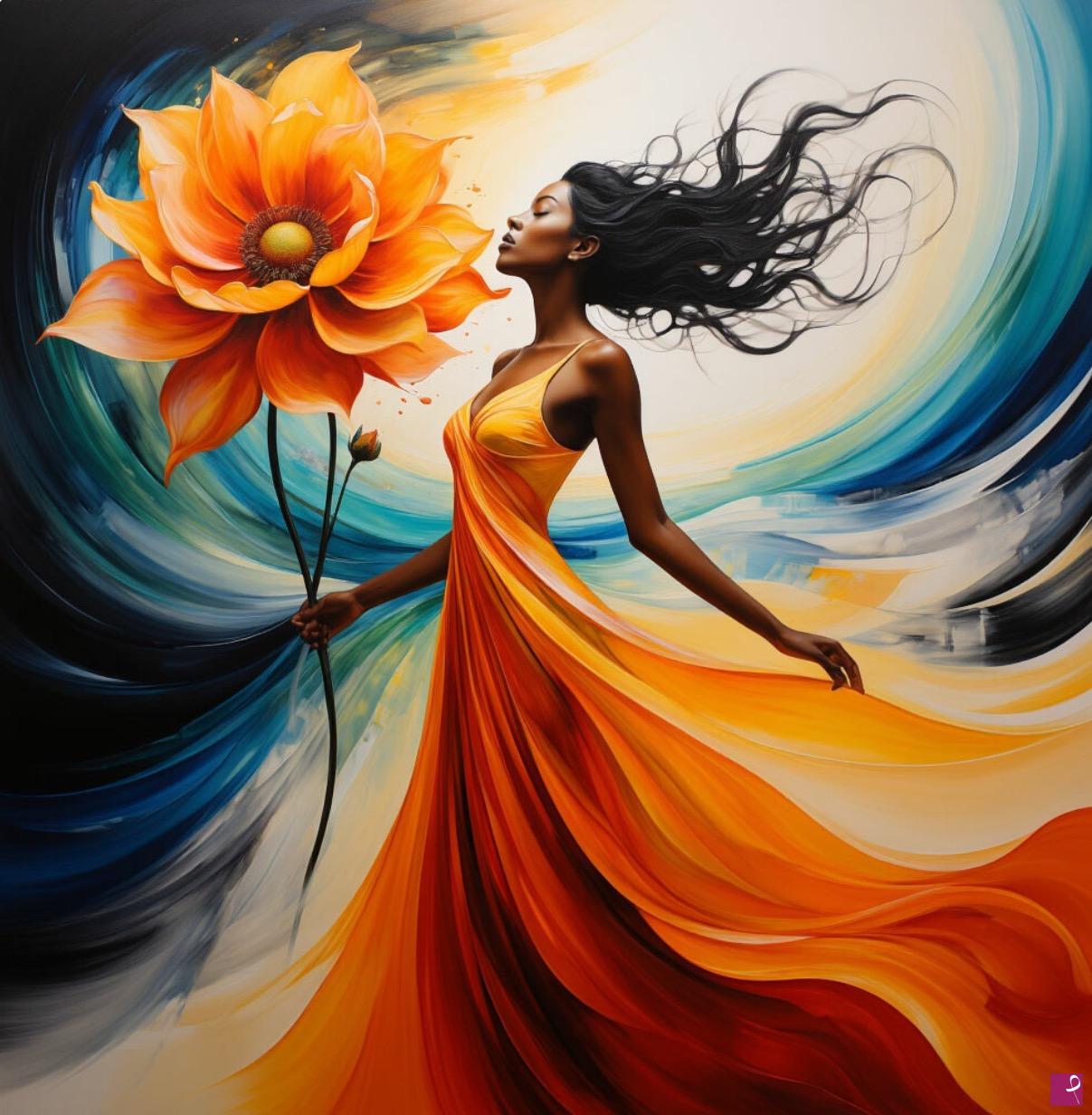 quadri in vendita online - Women with a flower 