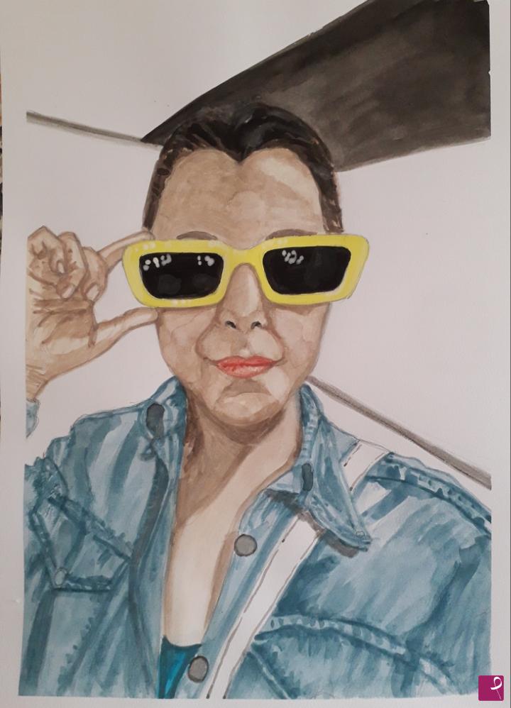 quadri in vendita online - Yellow sunglasses-occhiali da sole gialli 